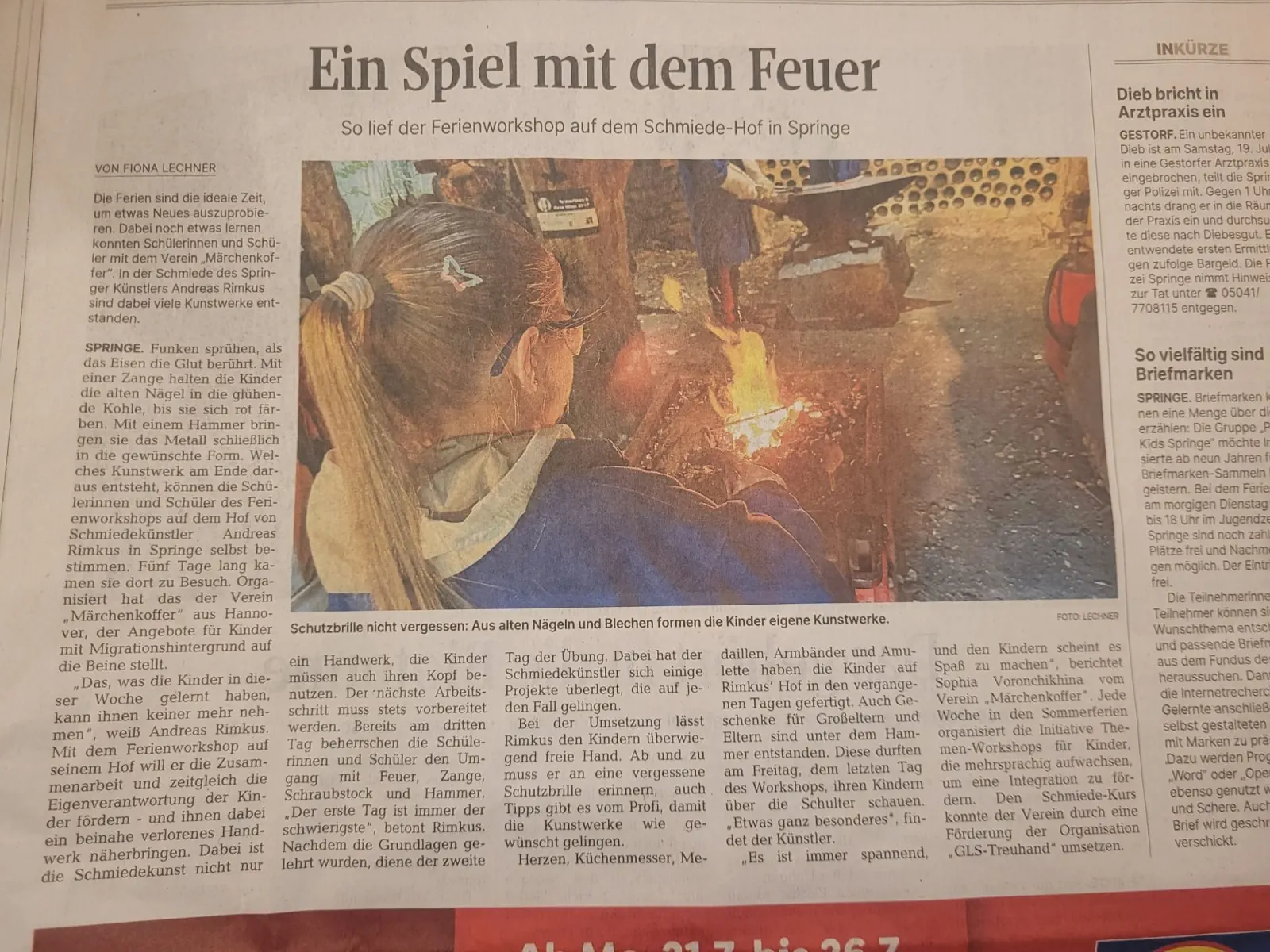 Игра с огнём - воркшоп в кузнице